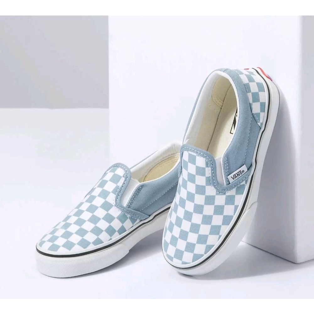 Girls Vans Slip-On Shoes Size 1.5 Blue Checkered